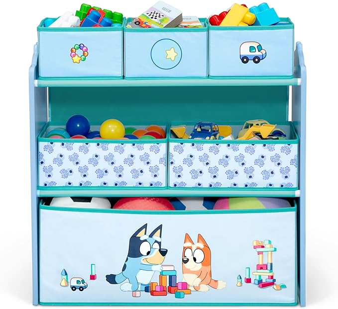 Delta Children - Bluey Design & Store 6 Bin Toy Storage Organizer - Greenguard Gold Certified, Blue