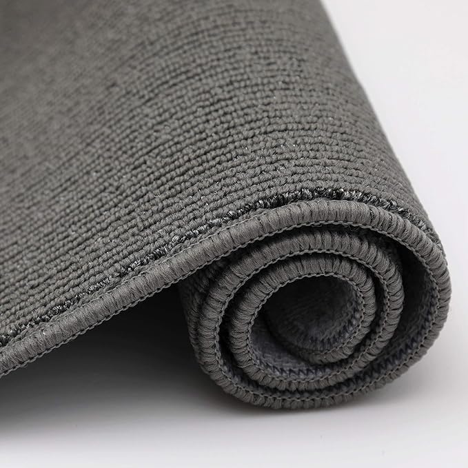 COSY HOMEER 20x30 Inch/20X48 Inch Kitchen Rug Mats Made of 100% Polypropylene Strip TPR Backing 2 Pieces Soft Kitchen Mat Specialized in Anti Slippery and Machine Washable,Grey
