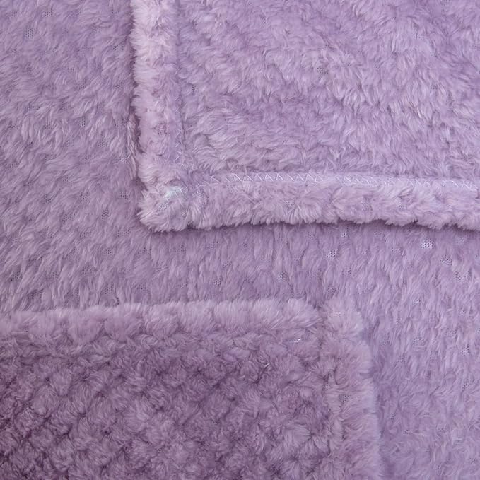 Fuzzy Blanket or Fluffy Blanket for Baby, Soft Warm Cozy Coral Fleece Toddler, Infant or Newborn Receiving Blanket for Crib, Stroller, Travel, Decorative (28Wx40L, XS-Lavender)