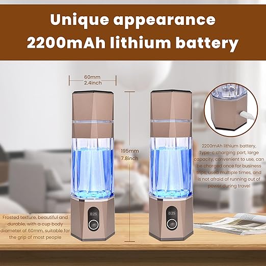 Portablely Hydrogen Generator Water Bottle,Drinking Hydrogen Water Generator, Hydrogen Rich water Generator bottle for Outdoor Sports（champagne, zbfC1champagne