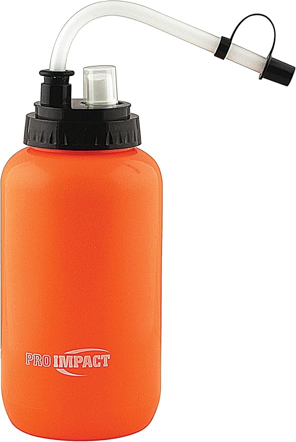 Pro Impact Squeezable Water Bottle Bendable Long Straw and Spray cap - LDPE BPA Free Plastic - Hydration for Baseball Hockey Gym MMA Yoga Boxing Cycling Softball Football Lacrosse (35.5 Oz.)