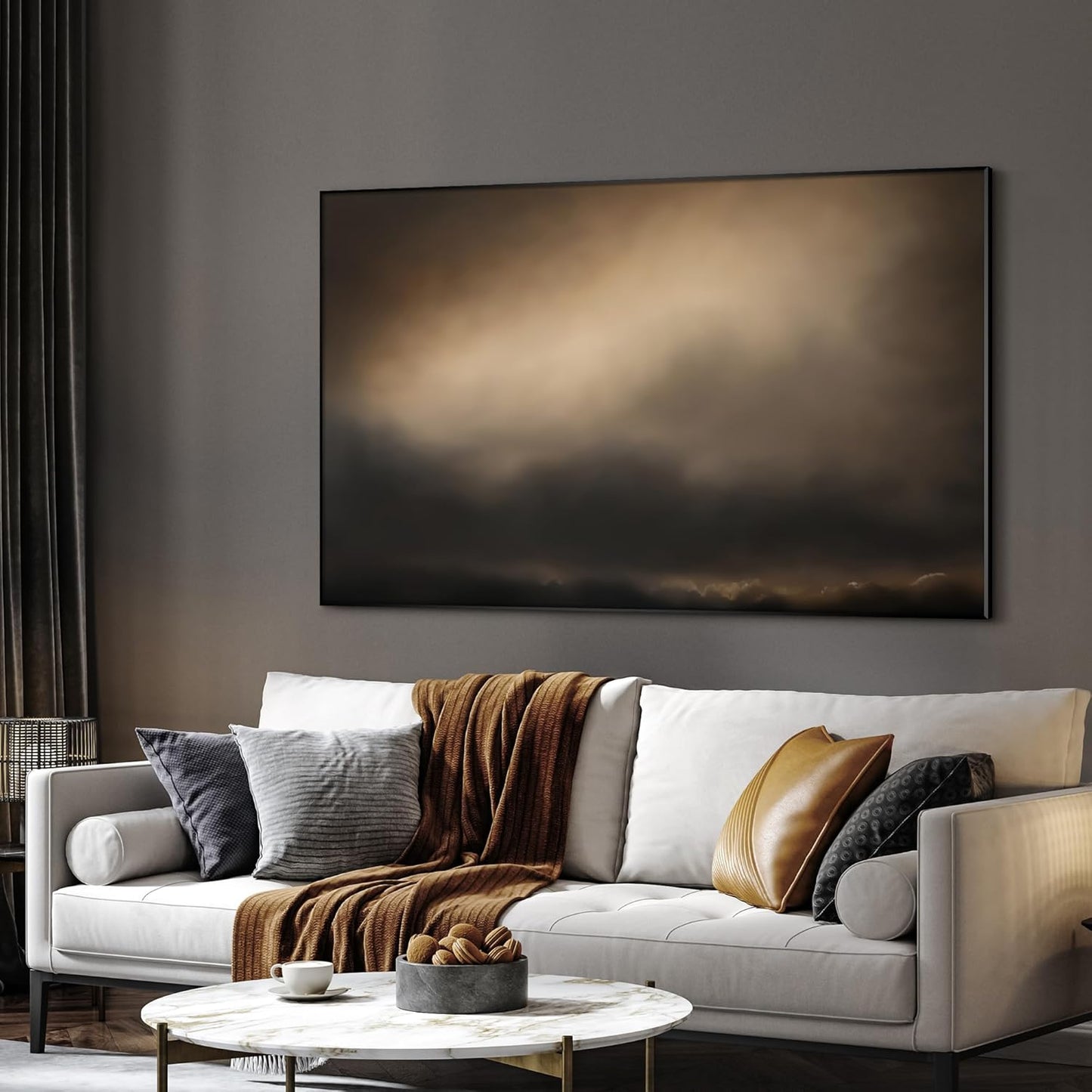 SIGNWIN 30"x60" Extra Large Framed Wall Art Golden Sunset Cloud, Moody Sky Scene for Home Living Room Bedroom Decor (Frame Assembly Required)