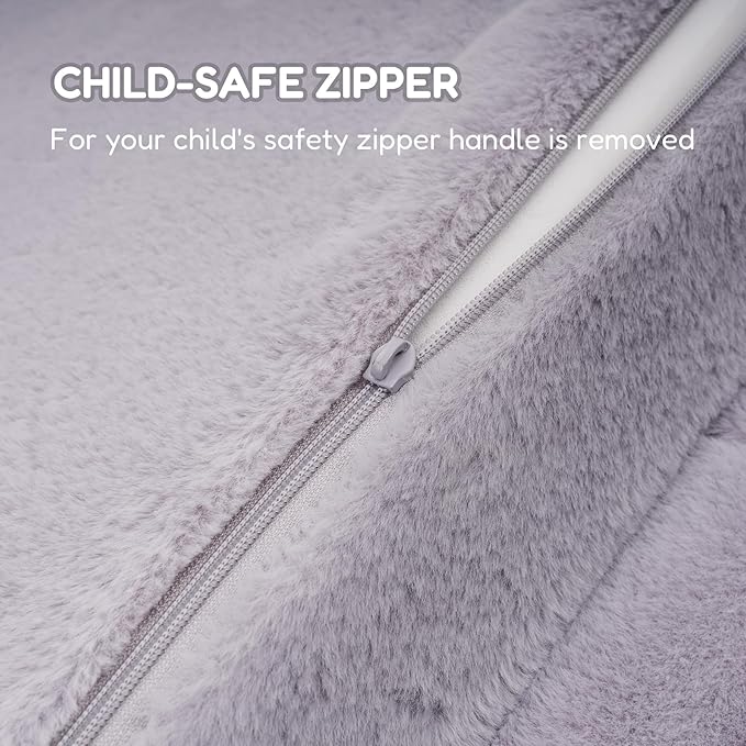 Kids Sofa Chair for Toddler, 2-in-1 Folding Soft Baby Couch with Removable Cover, Comfy Plush Children's Recliner, Convertible Floor Sofa Bed to Lounger for Girls Boys Age 1-3,Elephant Grey