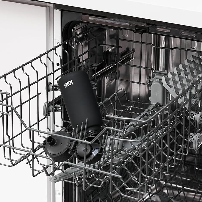 Ion8 Small Water Bottle, 350 ml/12 oz, Leak Proof, Easy to Open, Secure Lock, Dishwasher Safe, BPA Free, Carry Handle, Hygienic Flip Cover, Easy Clean, Odor Free, Carbon Neutral, Black