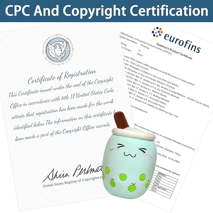 Niuniu Daddy 13in Green Boba Plushie - Cute Bubble Tea Stuffed Toy Pillow for Kids and Toddlers - Great Birthday/Christmas Gift