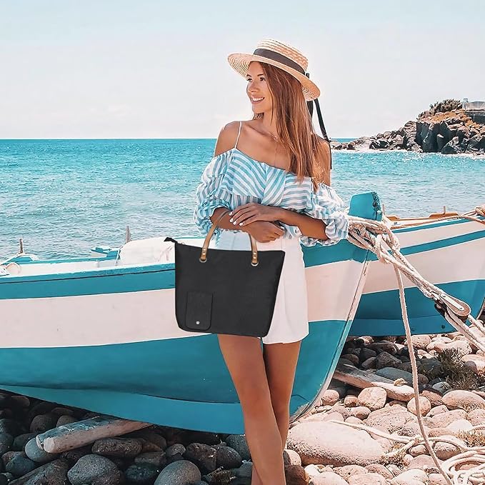 Wine Tote Bag, Beach Wine Cooler Bags for Travel Gift, Leakproof Insulated Purse Carrier with Hidden Spout Compartments, Holds 2 bottles of Wine for Picnic, BYOB Restaurant, Party, Dinner