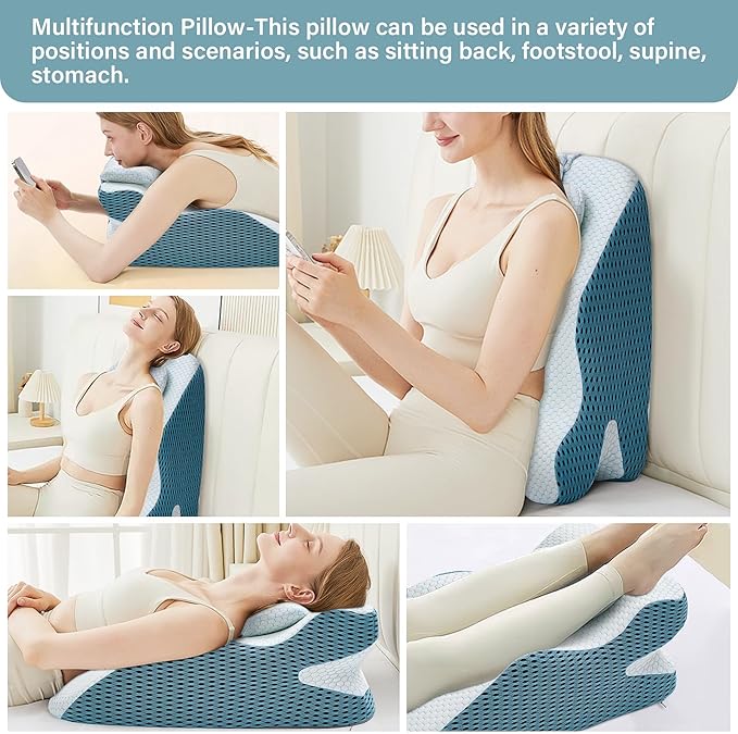 Wedge Pillow, Pillow Wedge with Small Support Pillow Ergonomic Memory Foam Wedge Pillow Comfortable Wedge Pillow for Neck and Back Small Wedge Pillow for Sleeping Reading Back Pain Relief