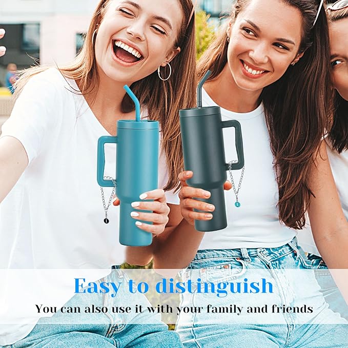 Letter Charm Accessories for Stanley Cup,6PCS Initial Name ID Personalized Handle Charm Personalized Handle Decor Set DIY Identification Handle Letter Charms for Stanley Tumble (I/White/Black/Blue)