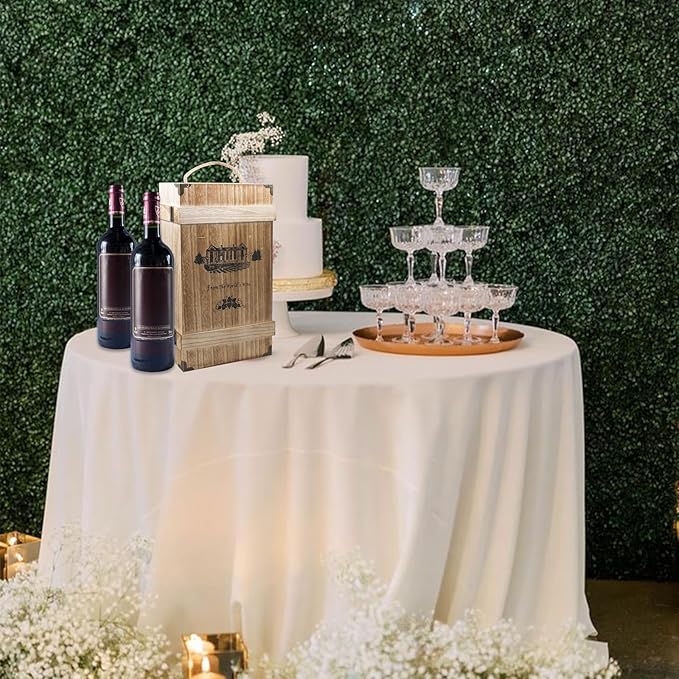 JINGHANGER Double Bottle Wooden Decorative Wine Box,Wine Gift Box Bottle Box Wine Storage Box with Handle Rope for Gifts DIY Crafts Birthday Party Wedding,for Standard 750ml Wine Storage,13.78 x 4 in