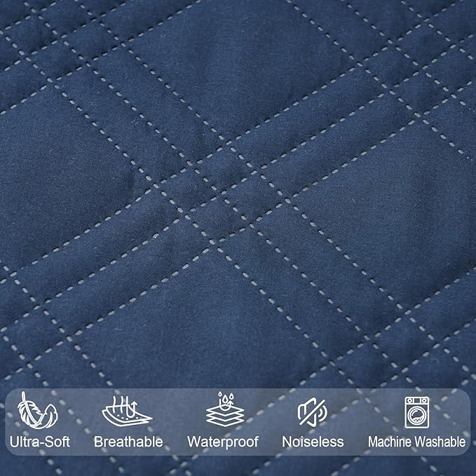 Waterproof Crib Mattress Protector 2 Pack, Ultra Soft Breathable Crib Mattress Pad Cover for Boys, Fit Standard Crib Mattress and Toddler Mattresses, Grey & Navy Blue