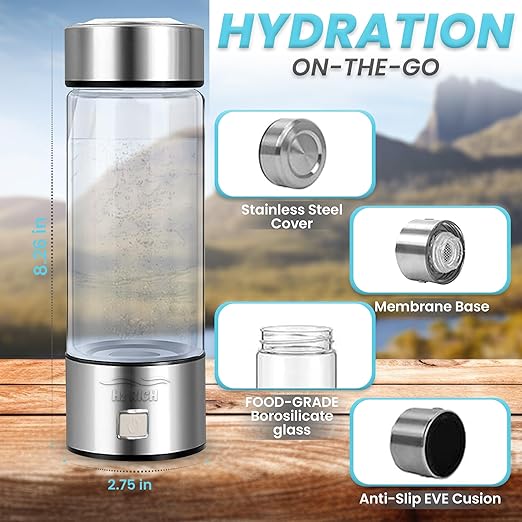 Hydrogen Water Bottle, 2024 Hydrogen Water Bottle Generator, Enhance Your Water in just 3 Minutes with SPE PEM Technology. Ideal for Exercise, Office, Travel, Health, Daily Use, Gift