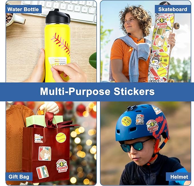 Softball Gifts for Girls,Softball Water Bottle and 50PCS Stickers Accessories Stuff for Player Lovers(18OZ)