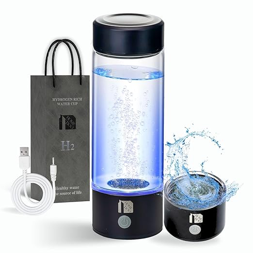 Hydrogen Water Bottle Generator, Improve Water in 3 Minutes, 1600 ppb Hydrogen Water Ionizer with SPE/PEM Technology, Perfect for Home, Office, Gym, Travel, and Drinking (Matt Black)