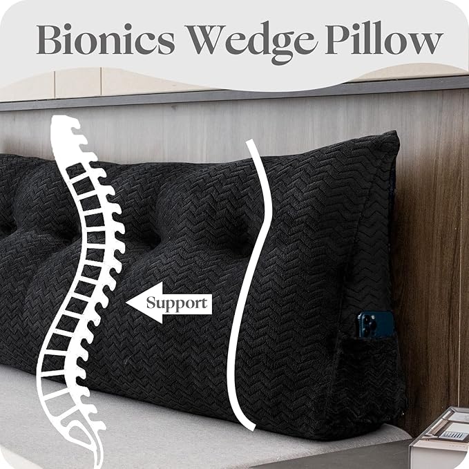 Large Bolster Triangular Headboard Wedge Backrest Positioning Support Bed Rest Reading Pillows Headboard Wedge Pillows for Day Bed Bunk Bed with Removable Cover