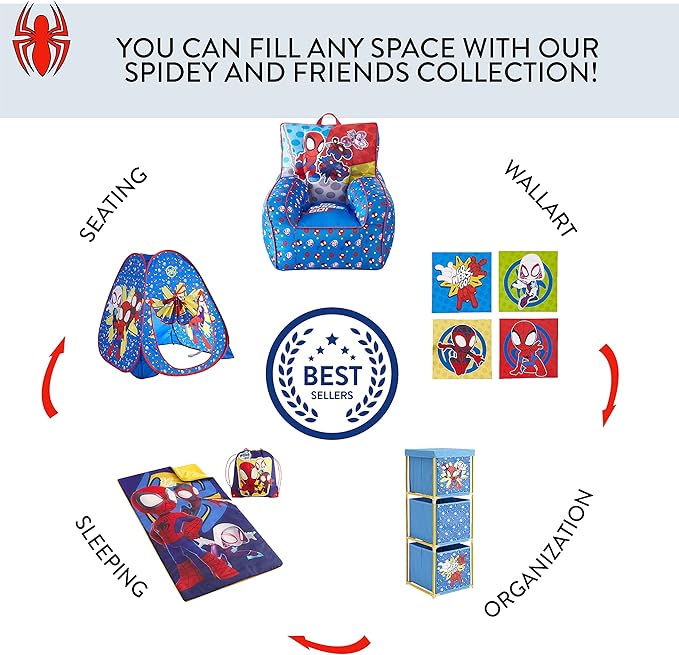 Disney Jr. Spidey and His Amazing Friends Pop Up Storage and Laundry Hamper, 21" H x 13.5" W X 13.5" L