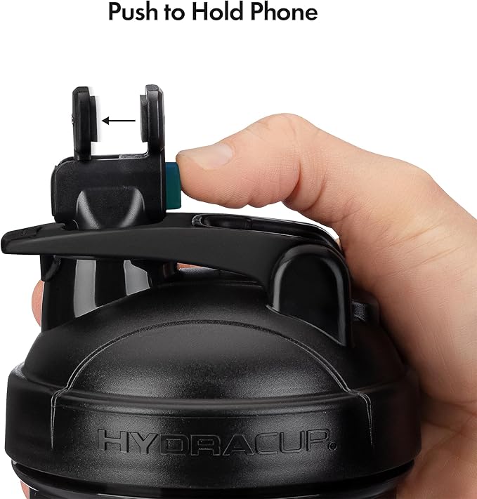 Hydra Cup JailBreak Pro - 28 oz Shaker Cup with Removable Phone Clip, Shaker Bottle for Protein Shakes with Carry Handle, Ball Blender, BPA Free (Black)