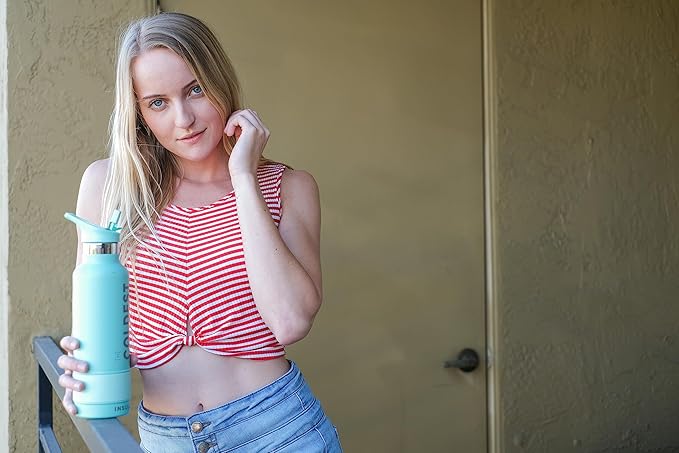 Coldest Sports Water Bottle - (Straw Lid), Leak Proof, Vacuum Insulated Stainless Steel, Hot Cold, Double Walled, Thermo Mug, Metal Canteen (24 oz, Silver Leopard)