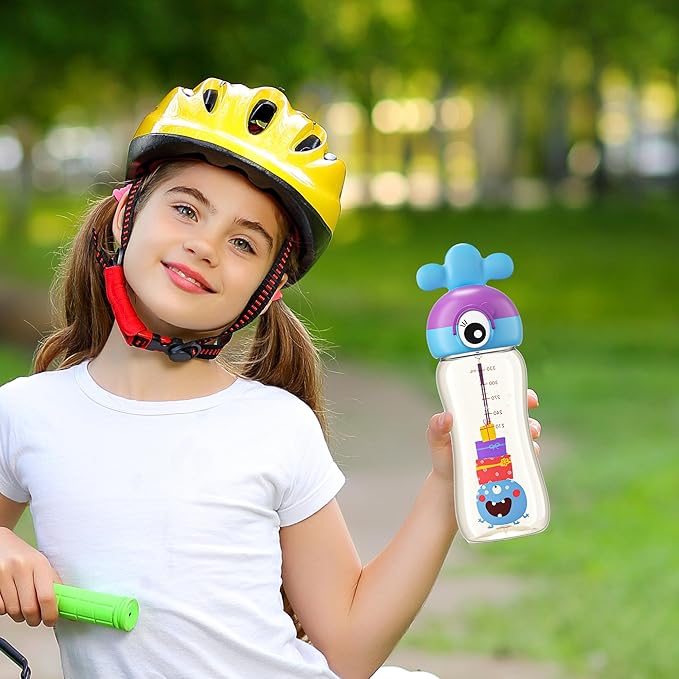 Kids Water Bottle for School or Travel, 11oz Reusable Kids School Water Bottle, Leak-Proof Portable Water Bottle for Girls & Boys, BPA-free (Blue, 1 Pack)