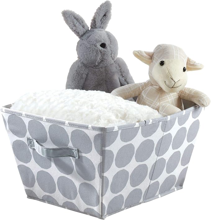 iDesign Dot Fabric Storage Bin, Angled Medium Basket Container with Dual Side Handles for Closet, Bedroom, Toys, Nursery - Gray