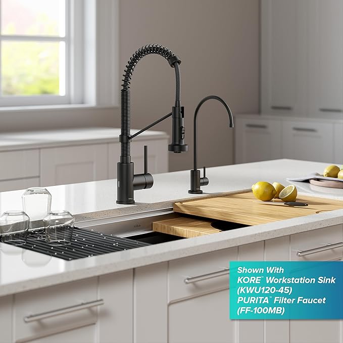 KRAUS Bolden Touchless Sensor Commercial Style 2-Function Single Handle Pull-Down Kitchen Faucet in Matte Black, KSF-1610MB