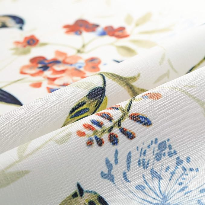 Leeva Balloon Shade Curtains Valances for Kid's Room, Birds Print Semi Blackout Small Drapes Adjustable Curtains for Cafe Studio, 42x63 in, One Panel, Blue