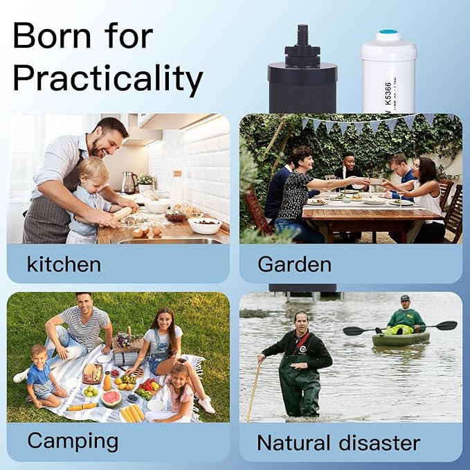 NSF/ANSI 375 Certified Water Filter, Replacement for Berkey® BB9-2® Black Filters & PF-2® Fluoride Filters Purification Elements and Berkey® Gravity Filter System, Pack of 4