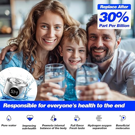 Newest Hydrogen Water Bottle, Ion Hydrogen Water Bottle Generator, Pure Water Electrolysis, Double Glass, Power Display, Electrolysis Timer, for Office, Travel, Gift for Love, Silver