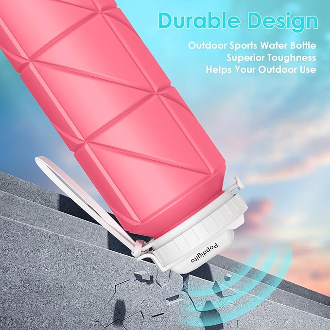 690ML Collapsible Water Bottles Reusable Leak Proof Silicone Water Bottle BPA Free Durable Foldable Sports Bottles & straw 23oz Lightweight Bottle for Gym Hiking Biking Camping Travel Bottle