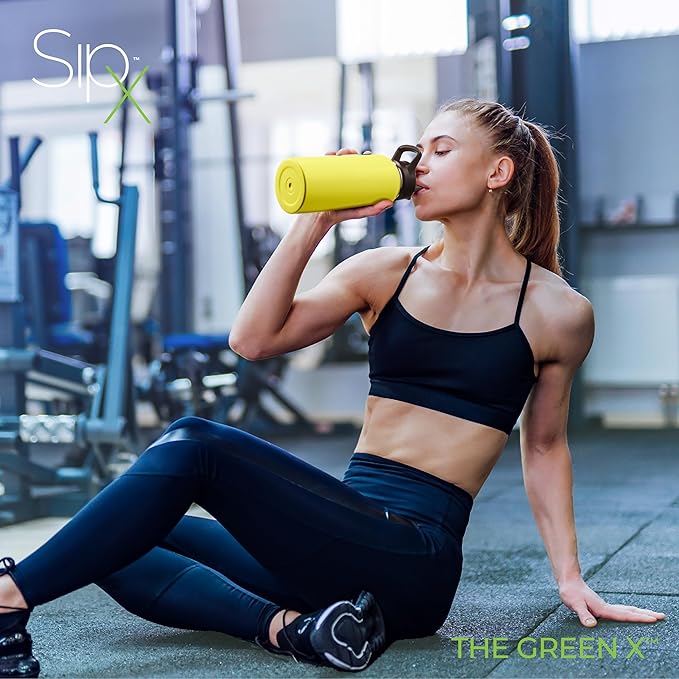 SipX™ Triple-Insulated Stainless Steel Water Bottle 32oz. With 3 Lids, BPA-Free Reusable Insulated Water Bottle Keeps Cold 24 Hours, Metal Water Bottle Made Of Sustainable Material For Hiking & Biking