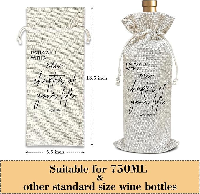 New Beginnings Gifts for Women, Retirement Gifts New Business Owner Gifts Going Away Gift for Coworker Colleague New Job Gifts Wedding Gifts Retirement Wine Bag Party Favor Decoration Supplies /22
