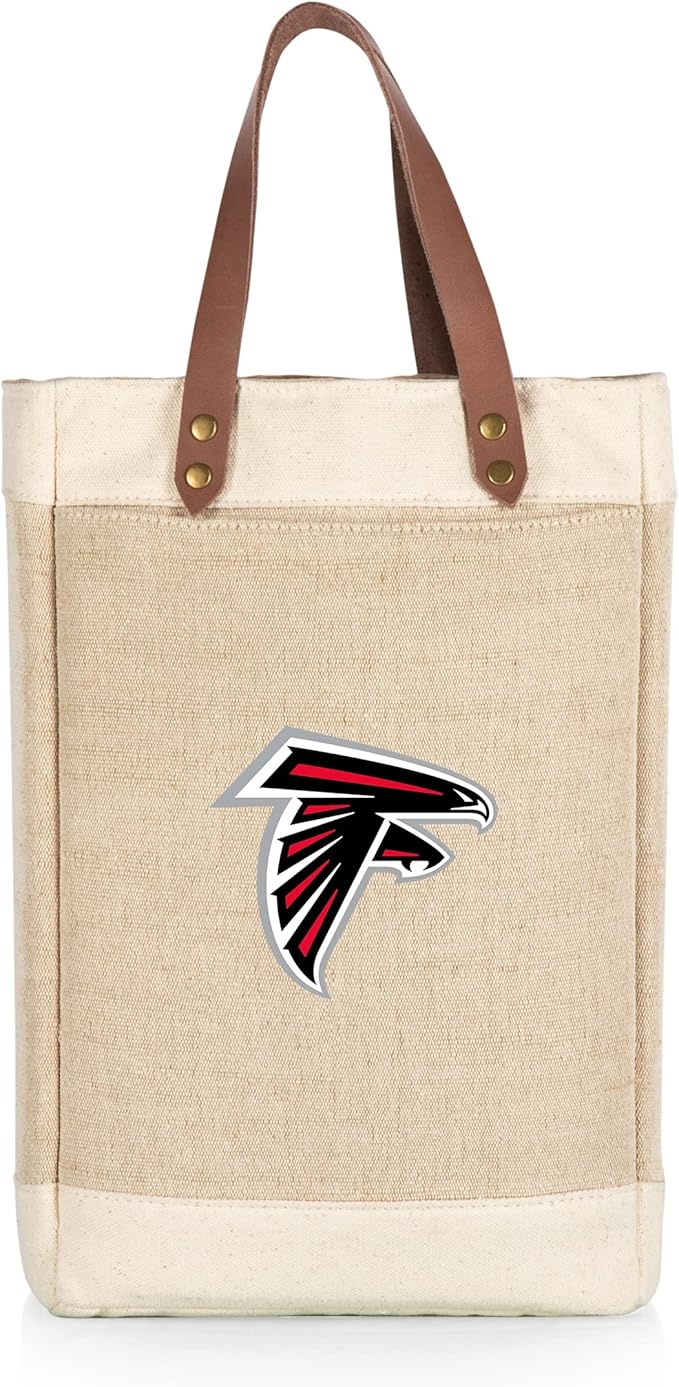 PICNIC TIME NFL Pinot - Jute 2 Bottle Insulated Wine Bag - Wine Tote Bag - Wine Gift Bag, (Beige)