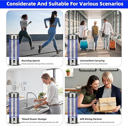 Purify Hydrogen Water Bottle Generator,Rechargeable Hydrogen Water Bottle with SPE/PEM Technology,Portable Hydrogen Water Lonizer Machine for Travel and Drinking