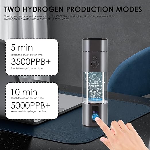 Hydrogen Water Bottle - Hydrogen Water Bottle Generator - Ion Bottle Hydrogen Water Ionizer - Water Hydrogenator - 5 Minutes Rapid Electrolysis Hydrobottle, Suitable for Traveling, Exercise, Gifting.