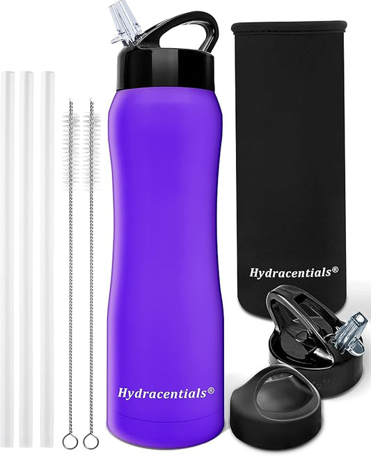 Insulated Stainless Steel Metal Water Bottle with Straw Lid - Vacuum Insulated Water Bottles, Keeps Hot and Cold - Sports Canteen Bottle