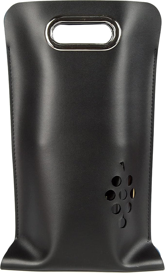 Leather Wine Bag with Handles Reusable Wine Carrier Bag Carrier Tote PU Leather Wine Gift Bag for Party Picnic Travel for Wine Lover Color Black 2 Bottle