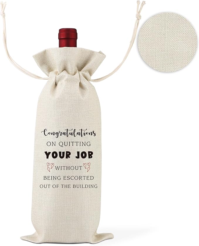 Leaving Job Gifts,Coworker Leaving Gifts Wine Bags,Presents for Resigned Employees or Boss or Woman,New Job Promotion Gift,Retirement Party,New Job Gift,1 Drawstring Gift Wine Bag,Q10