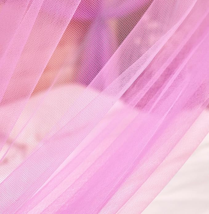 Mengersi Canopy Bed Curtains Bed Canopy with Lights for Girls, Bed Netting Unique Style 4 Door Mosquito Net for Adults Women Bedroom