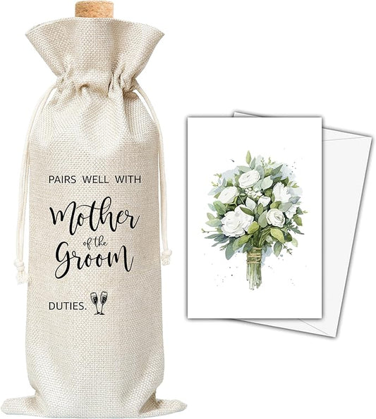 Dskly Mother Of The Groom Gifts Wine Bag & Card, Wine Bag Gifts For Mother-In-Law From Bride Groom, Pairs Well With Mother Of The Groom Wine Bag For Bridal Shower Wedding Engagement Party -36