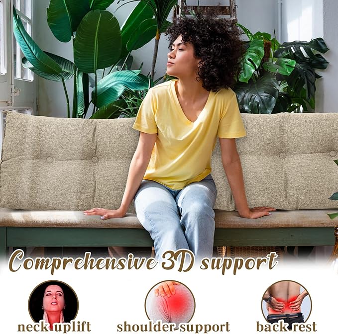 Wenqik Wedge Pillow Triangular Dorm Headboard Bed Rest Reading Backrest Back Support Long Bolster Pillow with Removable Cover for Dorm Room Supplies(Khaki Gray,King (79 x 20 x 8 Inch))