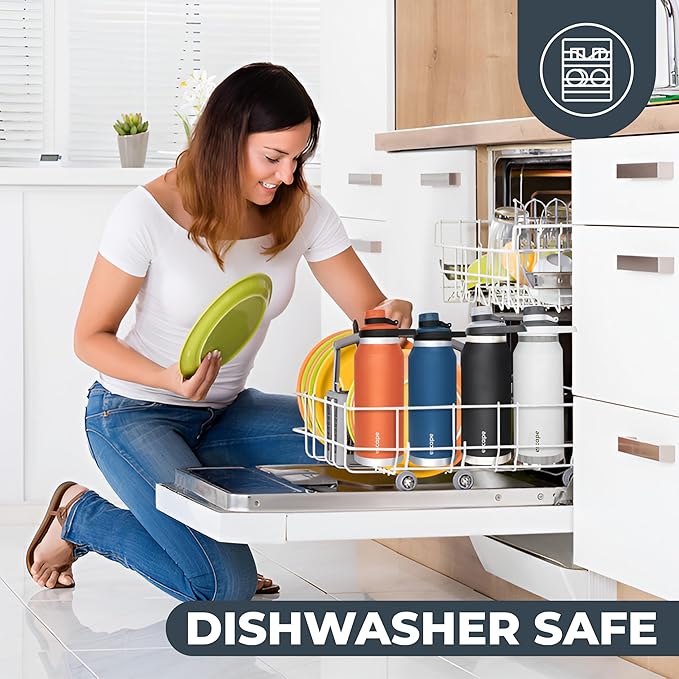 Escape 1 Liter Water Bottle Ideal for Gym Dishwasher Safe 34 oz Insulated Stainless Steel that Keeps Hot & Cold Wide Mouth WHITE