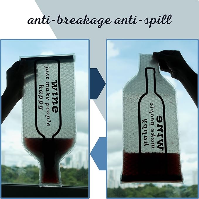 WINEGUARD PRO: [Ultimate 4-Layer] Wine Bottle Protection for Travel. Perfect for Wine Lovers - Durable & Reusable Wine Bags for Travel, Wine Travel Bag Airplane Approed. Pack 5 Set (10 pcs)