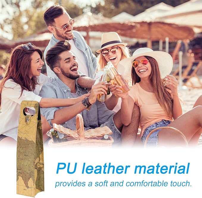 PATIKIL Wine Gift Bag, Wine Bag Reusable Leather Wine Tote Carrier for Wine Bottles Portable Champagne Gift Bags for Picnic Party Wedding, Yellow