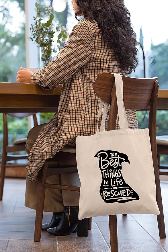 LIBIHUA Pet Dog Bag Gift - Dog Travel Bag - Rescue Dog Bag - Unique Dog gift,Dog Travel Bag,Supply Bag - Rescue Dog Mom Gift - the Best Things in Life Are Rescued - Shoulder Bag Shopping Bag Tote Bag
