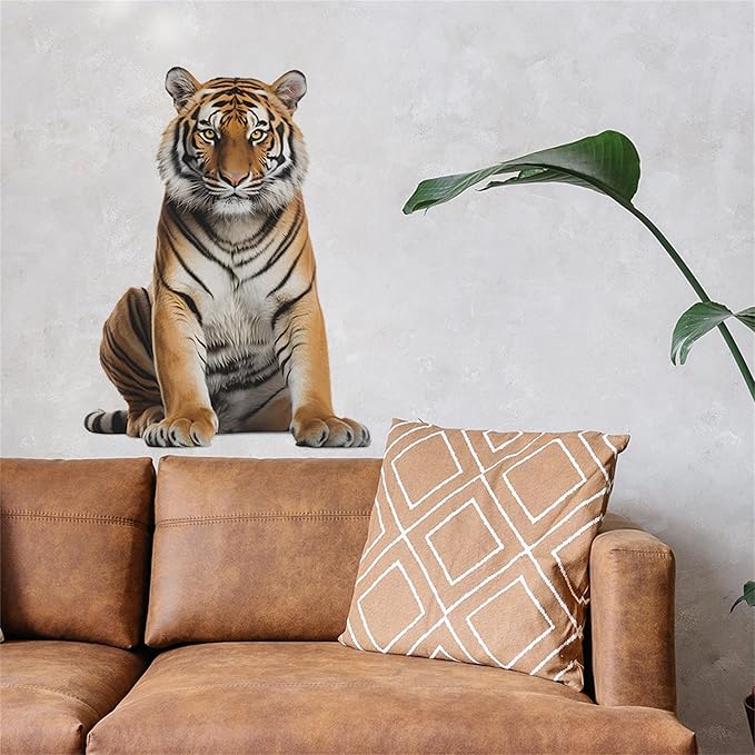Lifelike Tiger Wall Decal 3D Animals Wall Sticker Safari Wall Decor for Nursery Kid'sroom School Classroom Livingroom Bedroom Bathroom Decoration (Lifelike Tiger 8)
