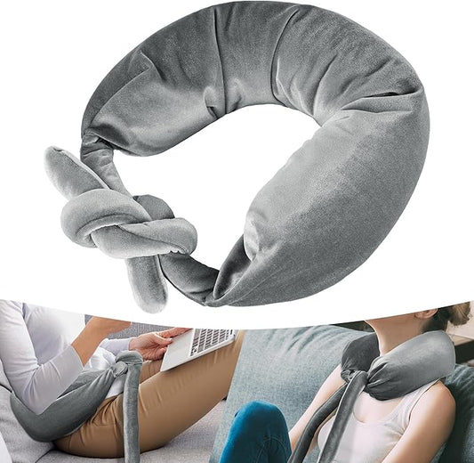 HOMBYS 2 in 1 Lumbar Support Pillow & Neck Pillow for Office Chair, Multifunctional Lumbar Roll & Neck Roll for Lower Back, Neck Pain Relief, Velvet Fabric & Foam Particles Filling, Wrap Neck & Waist