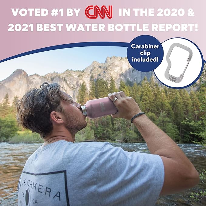 Healthy Human Stainless Steel Water Bottle | Double Walled Vacuum Insulated Water Thermos for Adults | Eco-Friendly Travel Bottles with Leak Proof Lid (Petal Pink, 32 oz/ 946 ML)