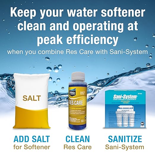 Pro Products Res Care Liquid Water Softener Cleaner, Universal Cleanser for Hardwater Systems, 4 Ounce Bottle, 4-Pack