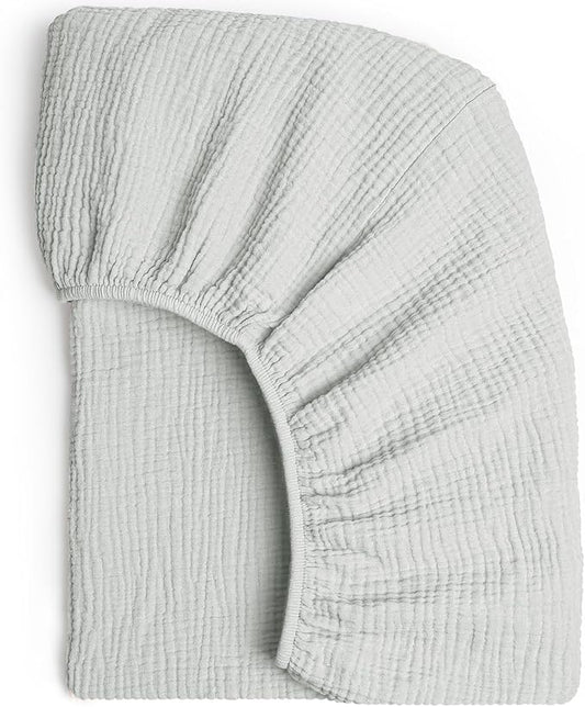 Lulumoon Muslin Mini Crib Sheets - Pack n Play Sheets Fitted for Baby - 24"x 38" Gray