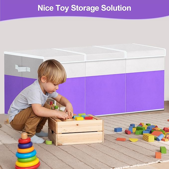 Kids Toy Box, Extra Large Toy Chest for Boy and Girl, 118L Toy Storage Organizer Stuffed Animals Holder with Removable Divider and Sturdy Handle for Nursery, Bedroom, Living room, 36"L x 12.6"W x 16"H