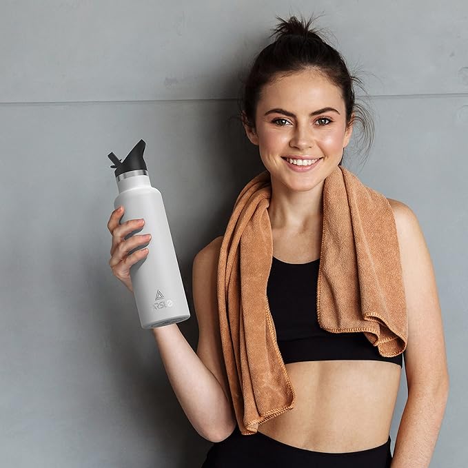 Stainless Steel Double Wall Water Bottles 32z, Vacuum Insulated Bottle With Straw Lid, Insulated Water Bottle Keeps Water Cold for 24 Hours, Hot for 12 Hours, Hiking, Sports